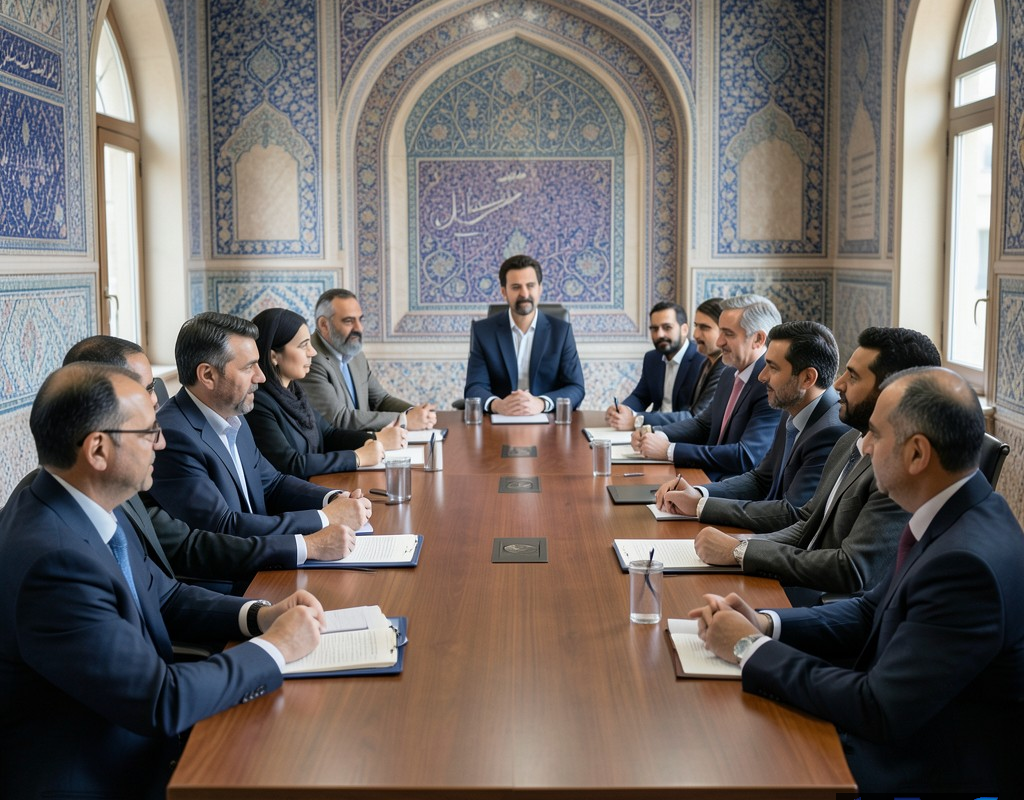 پژوهشگران در حال تبادل نظر در یک کنفرانس بین‌المللی با الهام از معماری ایرانی