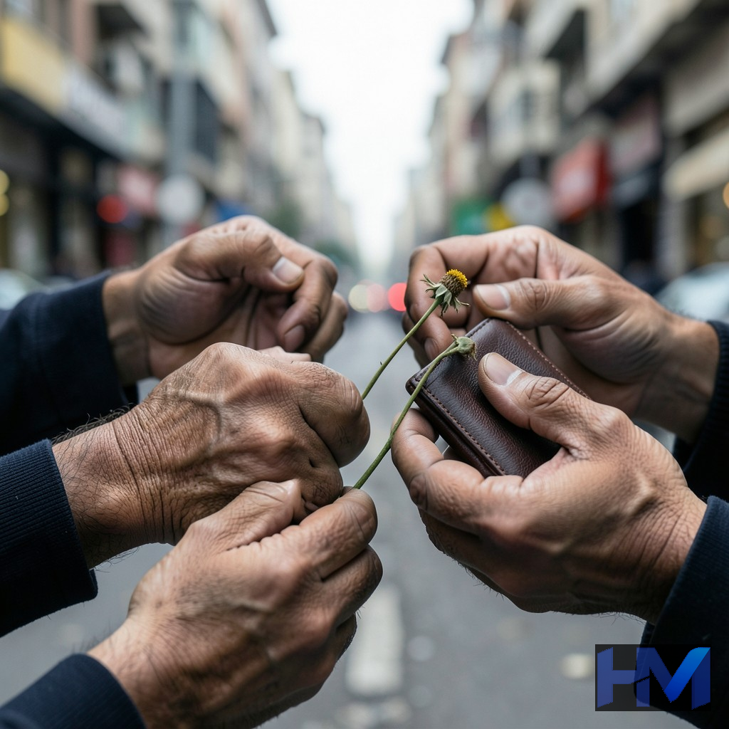 تصویری مفهومی از نارضایتی عمومی در ایران با نمادهای مشکلات اقتصادی