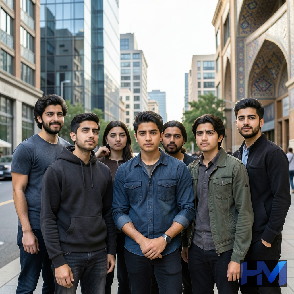 تصویری از جوانان فعال در محیط شهری، نشاندهنده جمعیت مهاجر و پویایی شهرها.