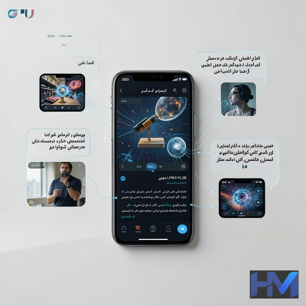 تصویری مفهومی از مدل زبان-بینایی LFM2.5-VL-3B در حال پردازش داده روی دستگاه هوشمند