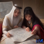 نمای مفهومی از دست دادن نمایندگان ایران و عربستان بر فراز نقشه خاورمیانه، نماد دیپلماسی و آشتی منطقه‌ای