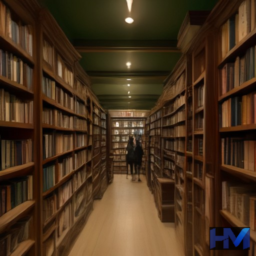 صحنه‌ای از یک کتابفروشی مدرن ایرانی با کتاب‌های متنوع