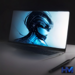 مک‌بوک پرو آینده با نمایشگر OLED در حال نمایش یک طرح گرافیکی