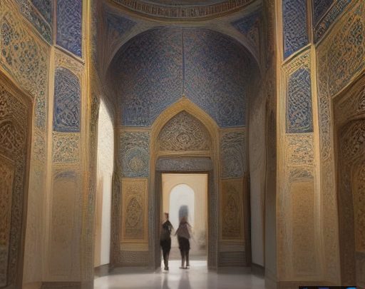 نمایی از یک گالری هنر معاصر پویا در اصفهان با نقاشی‌های متنوع