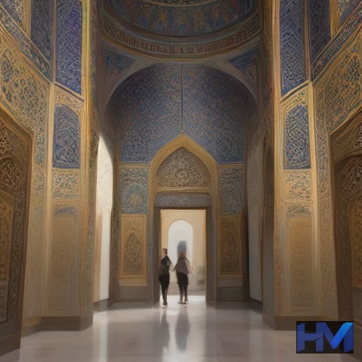 نمایی از یک گالری هنر معاصر پویا در اصفهان با نقاشی‌های متنوع
