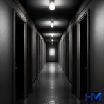 تصویری مفهومی از راهروی یک زندان با نور کم و حس ازدحام