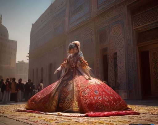صحنه‌ای پر جنب و جوش از هفته فرهنگی تهران در مهر ماه، با تلفیق هنر و معماری سنتی و مدرن