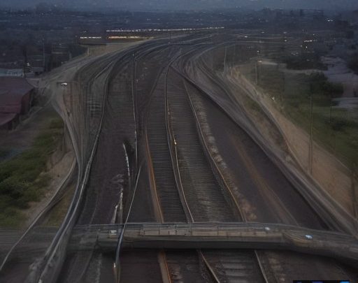 تصویری مفهومی از شبکه‌ای درهم‌تنیده از جاده‌ها و خطوط ریلی که نمادی از صنایع خودروسازی و ریلی ایران تحت فشار اقتصادی است.