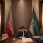 تصویری مفهومی از دیپلماسی و همکاری میان ایران و جمهوری آذربایجان، با نمادهایی از پرچم‌های دو کشور و دست دادن