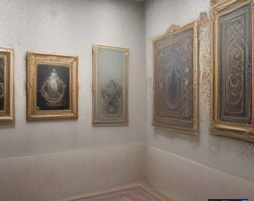 تصویری هنری و مفهومی از یک نمایشگاه آثار هنری معاصر ایران در گالری تهران