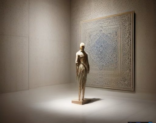 صحنه‌ای از یک نمایشگاه هنر معاصر در تهران با بازدیدکنندگانی که در حال تماشای آثار انتزاعی هستند.