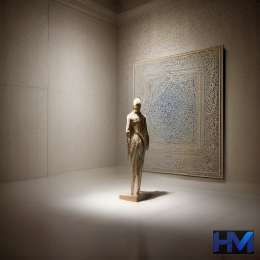 صحنه‌ای از یک نمایشگاه هنر معاصر در تهران با بازدیدکنندگانی که در حال تماشای آثار انتزاعی هستند.