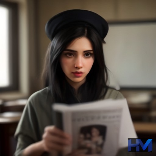 معلم زن ایرانی در کلاس درس با نگاهی متفکر
